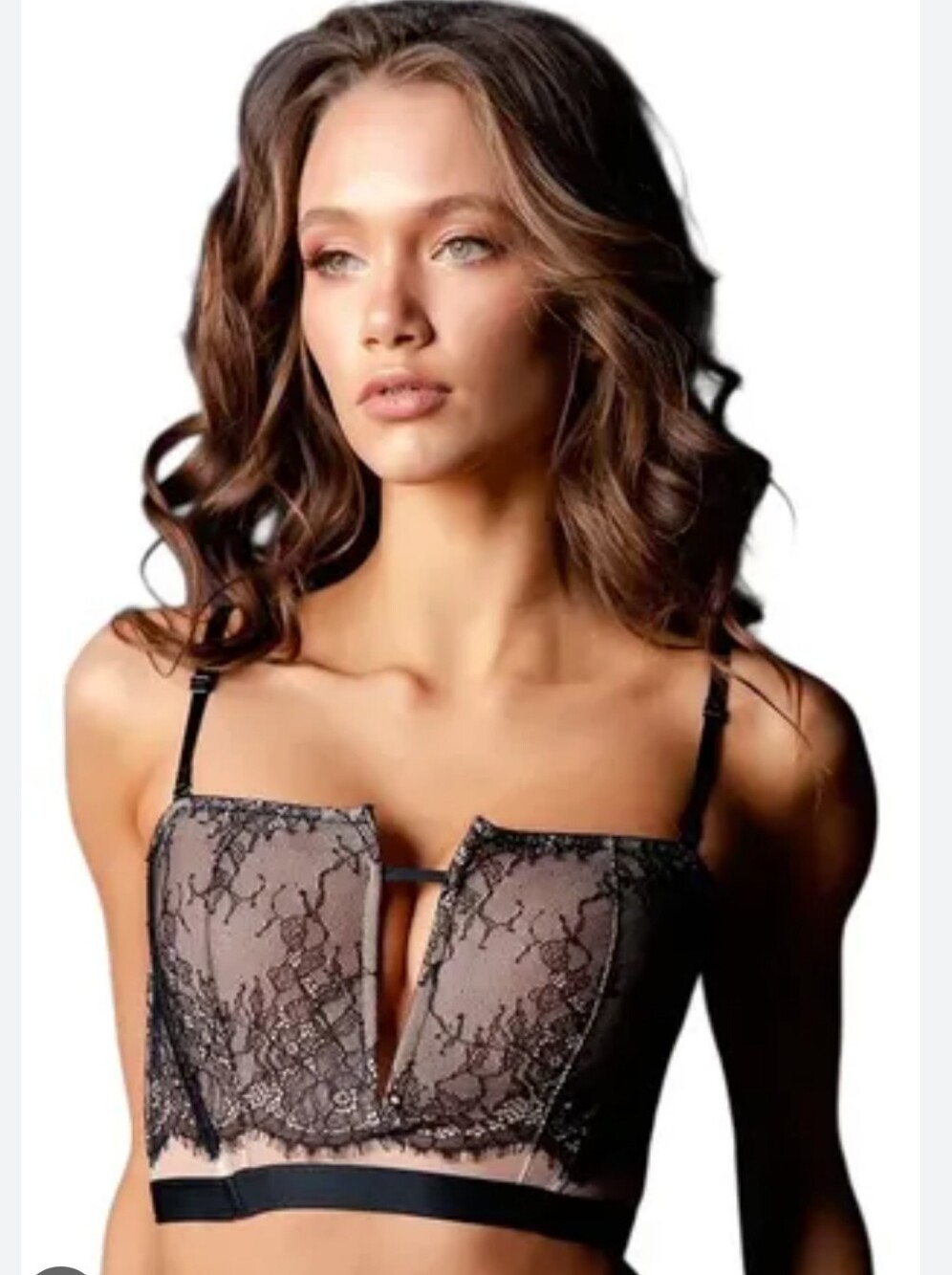 Victoria's Secret Black Lace Longline Bralette V Corset